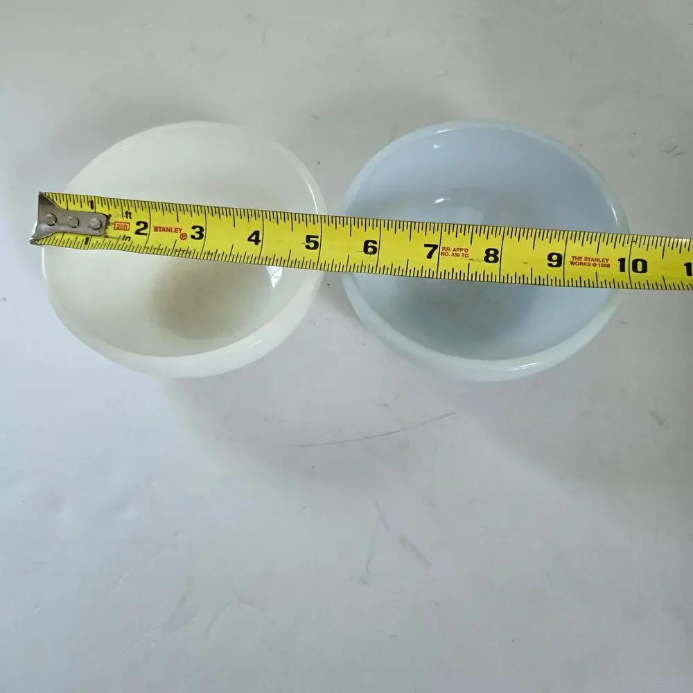 Vintage Fire King Cereal Bowls Set of 2 Turquoise White Milk Glass 1956-58